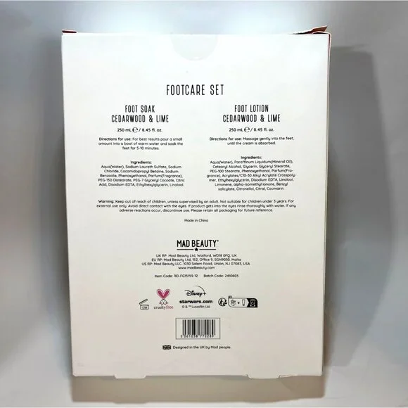 New Star Wars Mandalorian Footcare Set Cedarwood & Lime Foot Soak & Lotion 250ml - Picture 2 of 6